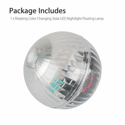 Outdoor Solar LED Floating Light Garden Pond Pool Lamp Rotating RGB