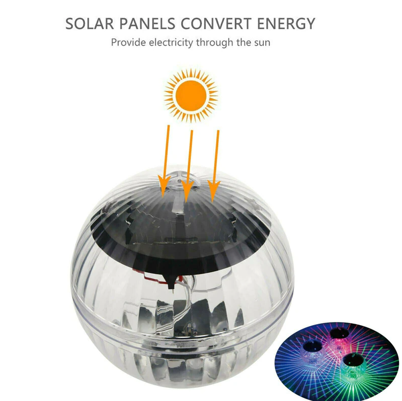 Outdoor Solar LED Floating Light Garden Pond Pool Lamp Rotating RGB