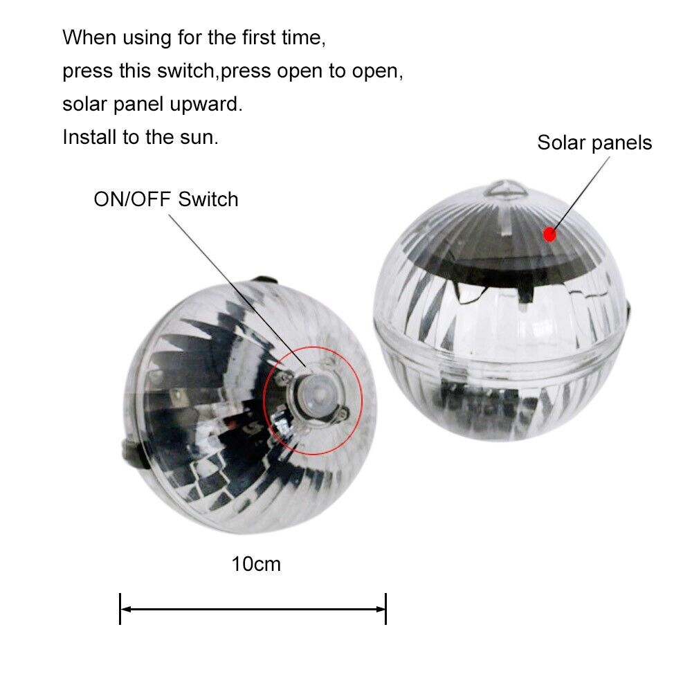 Outdoor Solar LED Floating Light Garden Pond Pool Lamp Rotating RGB