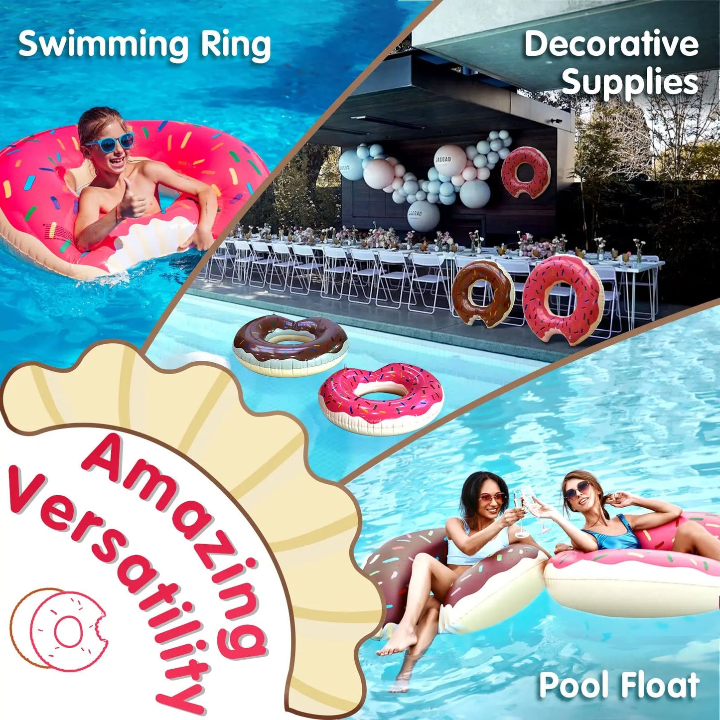 Inflatable Swim Rings Summer Swimming Pool Float Ring Beach Floatie