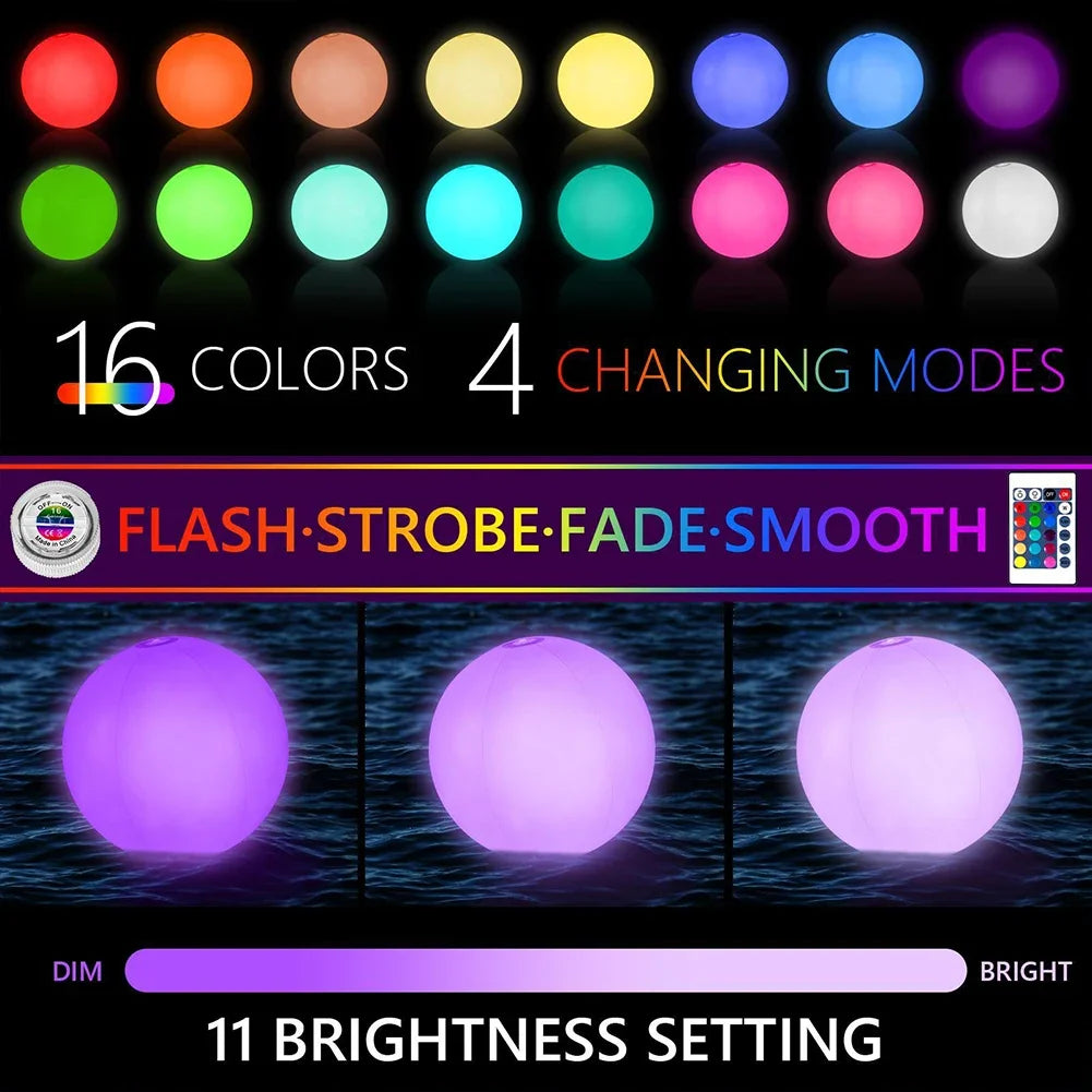 Inflatable Pool Beach Ball 16 Colors LED Glowing Inflatable Beach